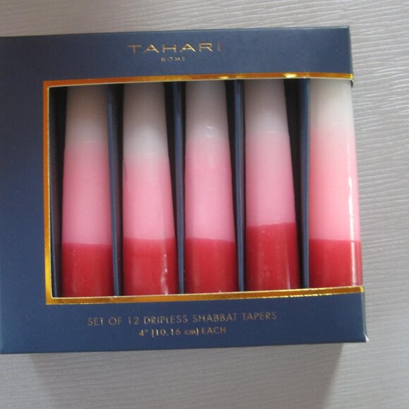 Tahari Home Candles, Pink White Red Shabbat Candles Set Of 12, Tapers - Picture 3 of 4